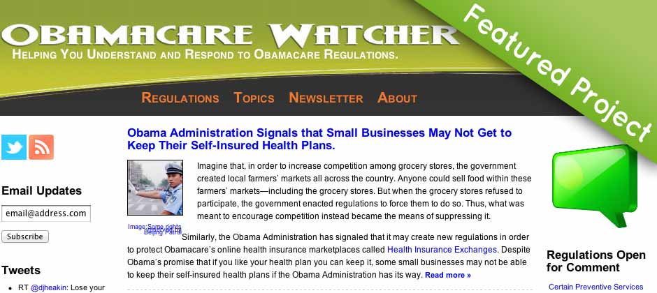 Featured Project - Obamacare Watcher