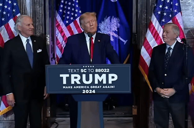 Trump in South Carolina warns ‘Joe Biden has brought us to the brink of World War III’ as U.S. and NATO send tanks to Ukraine